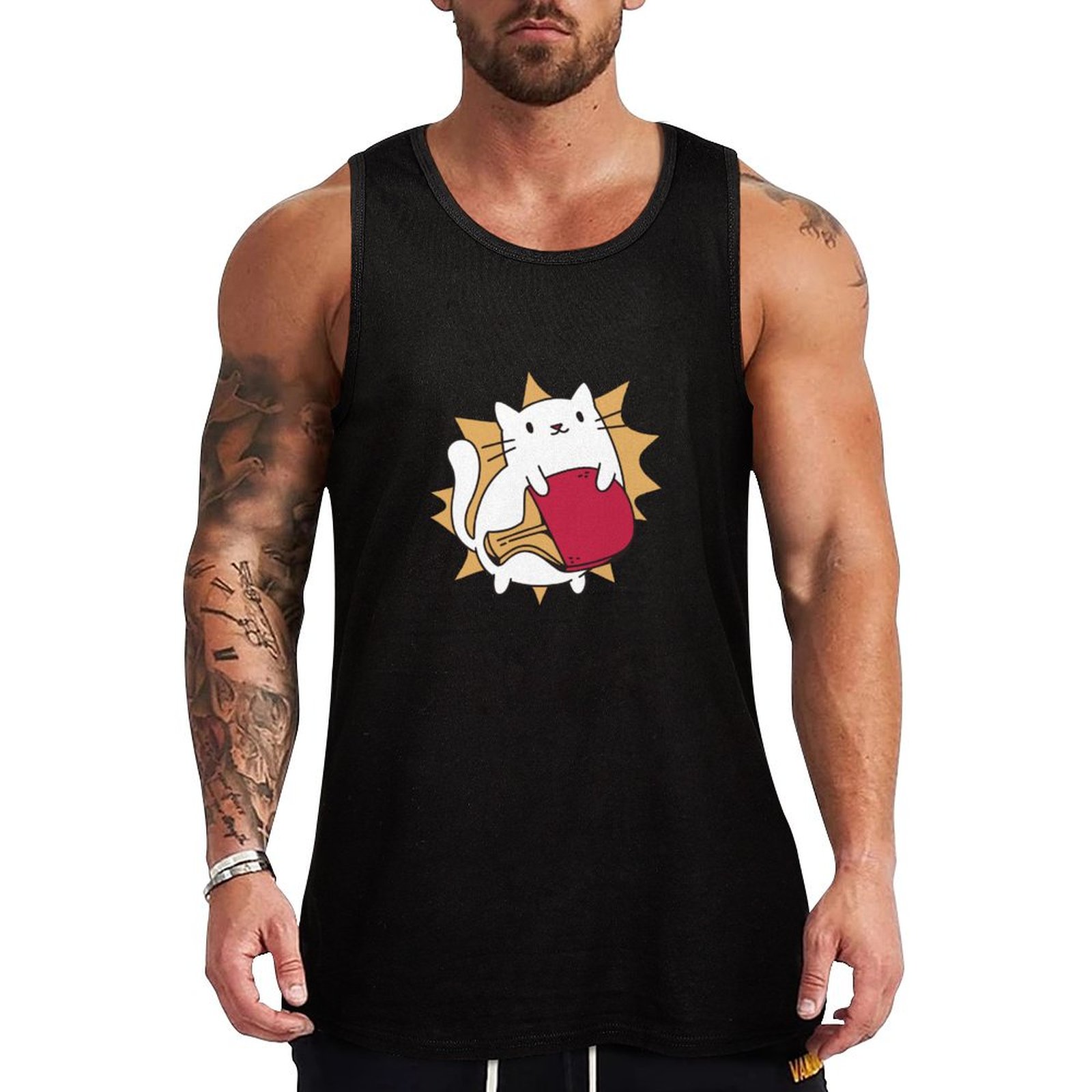 Table Tennis Graphics - Cat plays table tennis Tank Top