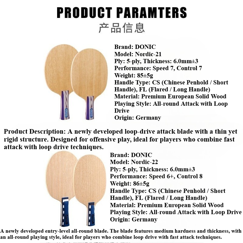 Donic Nordic 21 22 Table Tenni - Table Tennis Blades recensione e prezzo